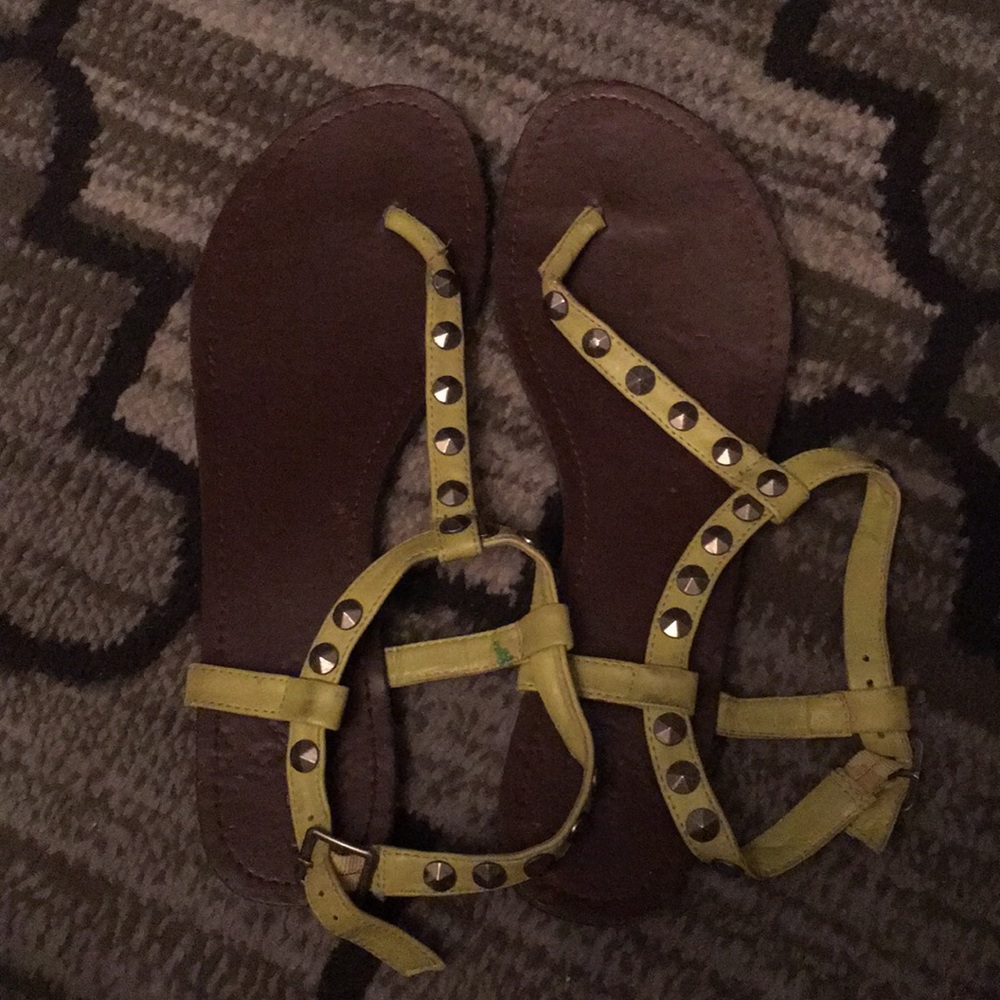 BAKERS NEON YELLOW STUDDED SANDALS